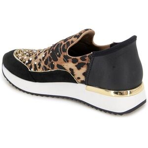 Kenneth Cole Reaction Leopard Print Women's Sneakers with Black and Gold Accents